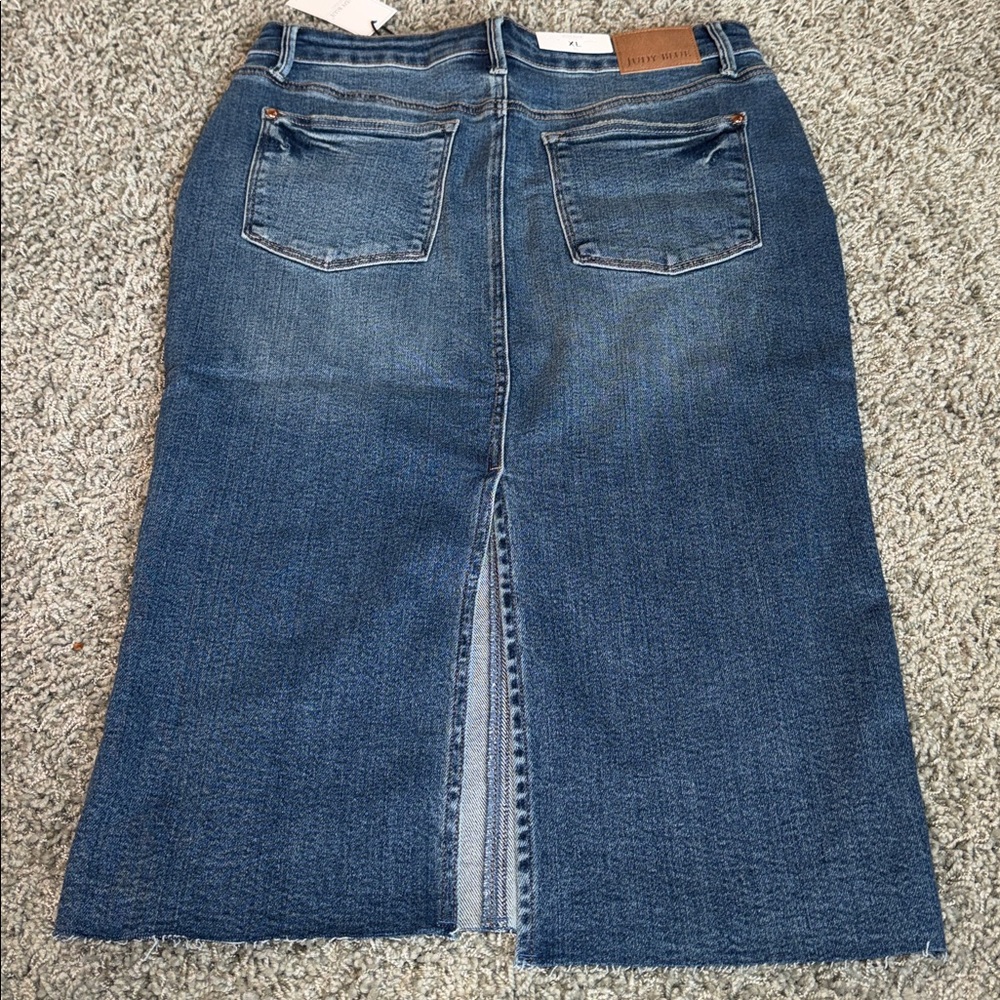 Judy Blue High Waist Midi Denim Skirt (XL) NWT - Picture 6 of 10